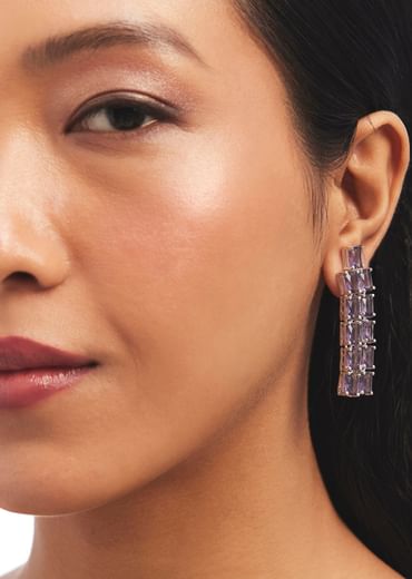 Purple Multi Layered Zircon Necklace Set