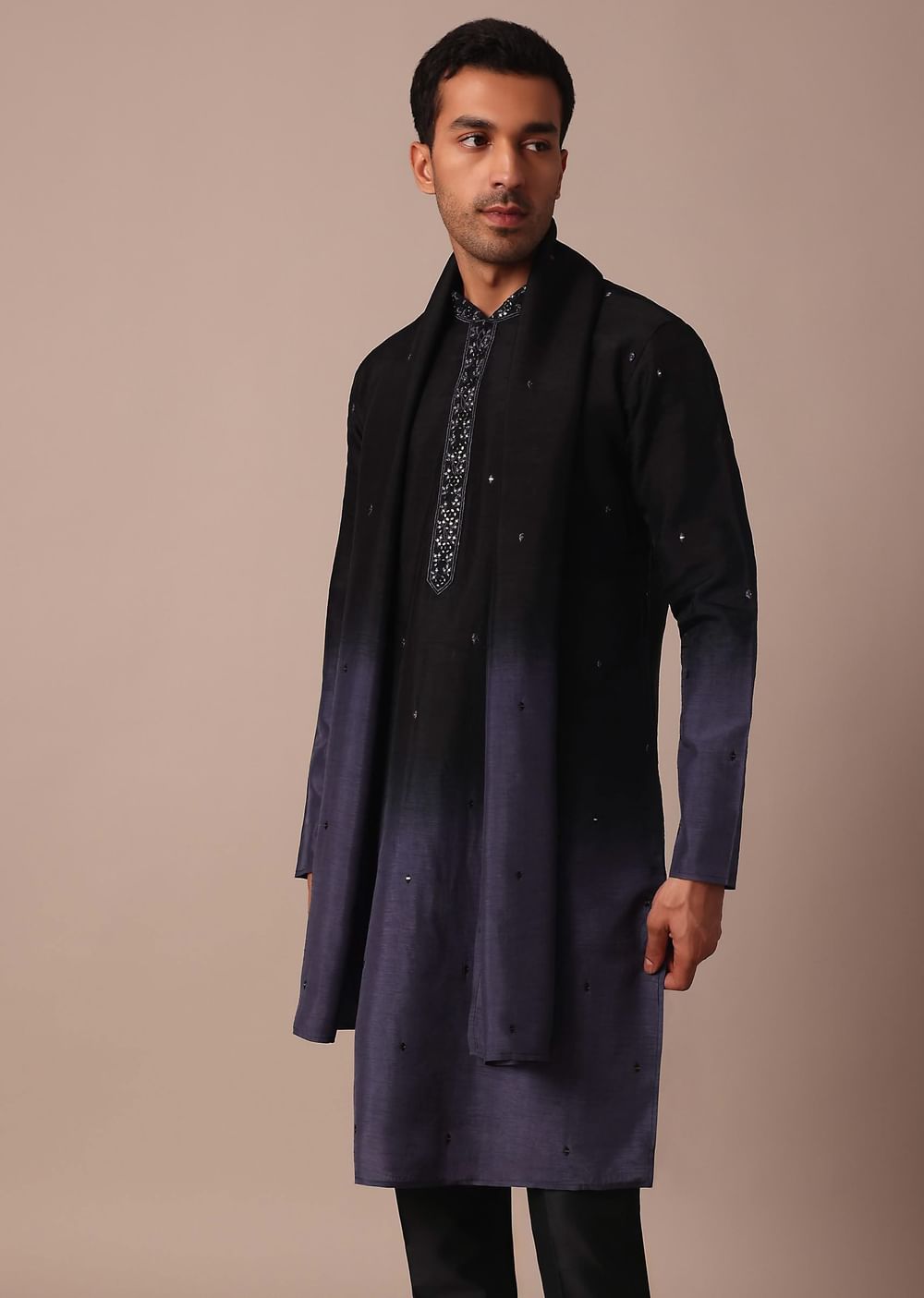 Purple Ombré Kurta Set With Dupatta