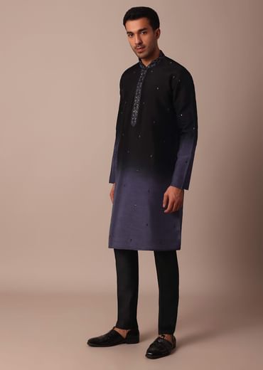 Purple Ombré Kurta Set With Dupatta