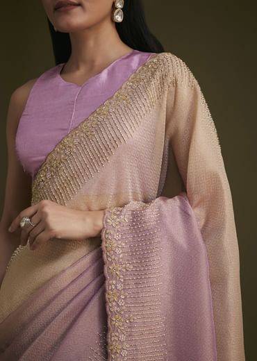 Purple Ombre Jacquard Saree