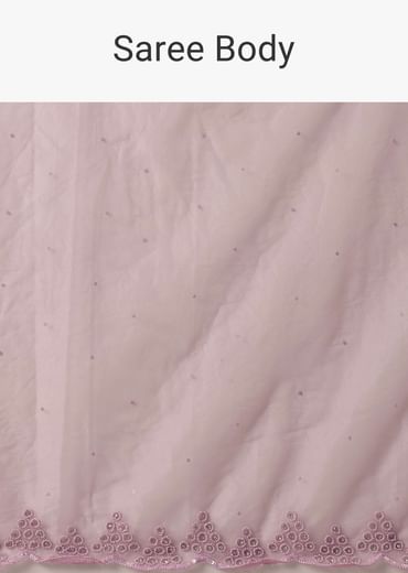 Purple Organza Saree with Embellished Border and Unstitched Blouse Piece
