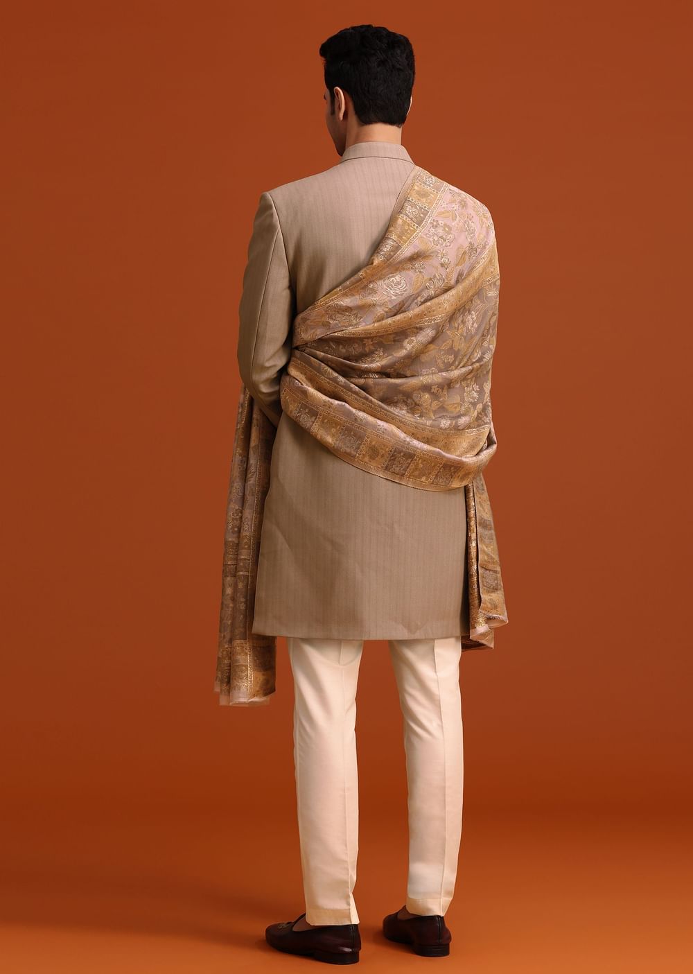 Purple Polyester Hand Embroidered Indo Western Set With Dupatta