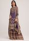 Purple Printed Palazzo Set With Mirror Work