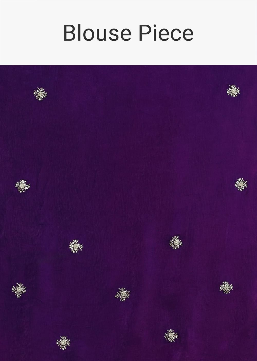 Purple Satin Chinon Saree With Stone Embellishments And Unstitched Blouse Piece