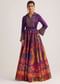 Purple Silk Shirt And Skirt Set With Zari Embroidery