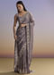 Purple Tissue Saree With Cutdana And Bead Embroidery