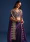 Purple Zardozi Work Jacket With Crop Top And Skirt