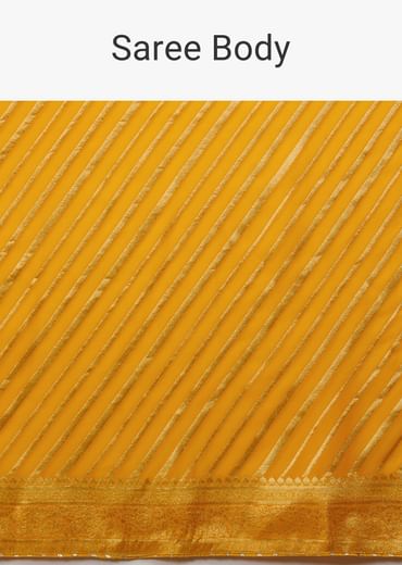 Radiant yellow georgette saree with brocade stripes