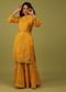 Radiant Yellow Gharara Suit Set In Brocade With Embroidery In Dola Silk