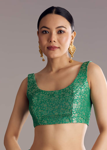 Rama Green Dola Silk Saree