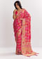 Rani Dola Silk Bandhani Saree With Multicolor Animal Motifs And Gota Border