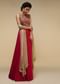 Rani Pink Anarkali Suit With Halter Neckline And Adorned In Multicolored Hand Embroidered Floral Design On The Bodice