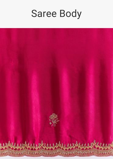 Rani Pink Chinon Saree With Cutdana Butta And Scallop Border