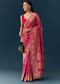 Rani Pink Dola Silk Bandhani Woven Saree with Unstitched Blouse