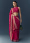 Rani Pink Dola Silk Brocade Woven Saree with Unstitched Blouse