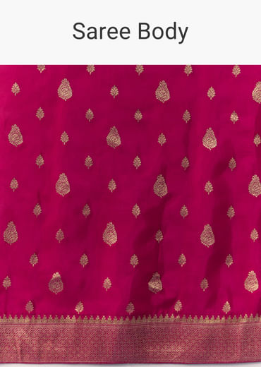 Rani Pink Dola Silk Brocade Woven Saree with Unstitched Blouse