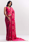Rani Pink Dola Silk Saree With Gota Patti Woven Motif