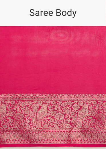 Rani Pink Dola Silk Saree With Woven Border And Pallu