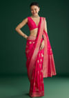 Rani Pink Dola Silk Saree With Zari Woven Border