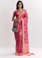 Rani Pink Georgette Saree With Zari Jaal Work