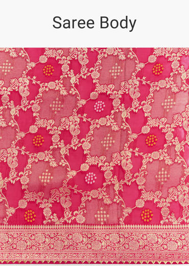 Rani Pink Georgette Saree With Zari Jaal Work