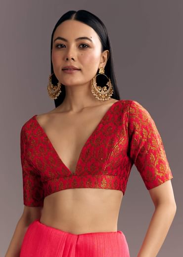 Rani Pink Kora Silk Handloom Saree With Woven Motif