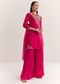 Rani Pink Organza Embroidered Kurta Set With Dupatta
