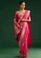 Rani Pink Saree With Woven Zari Motif And Embroidered Blouse