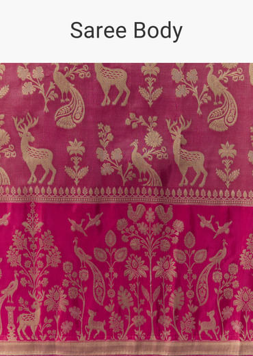 Rani Pink Zari Weave Saree with Brocade Blouse Fabric