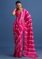 Rani Pink Hand Dyed Lehriya Silk Saree With Gota Patti Work