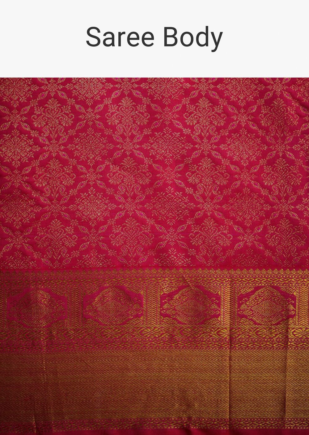 Rani Pink Kanjivaram Silk Saree With Golden Zari Border