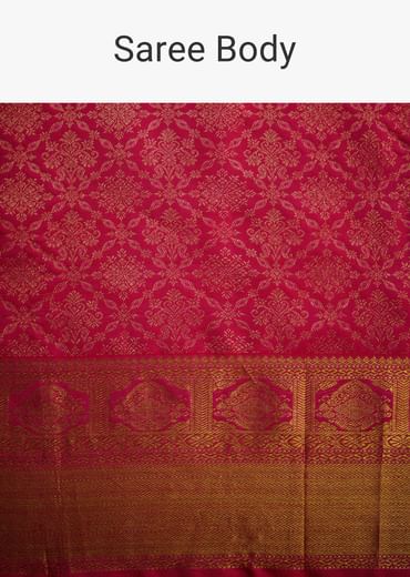 Rani Pink Kanjivaram Silk Saree With Golden Zari Border