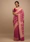 Rani Pink Saree In Georgette With Woven Geometric Jaal And Floral Border