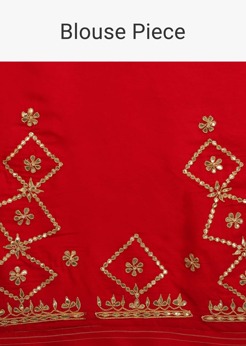 Red Saree In Silk With Brocade Geometric And Floral Design On The Pallu And Gotta Embroidery