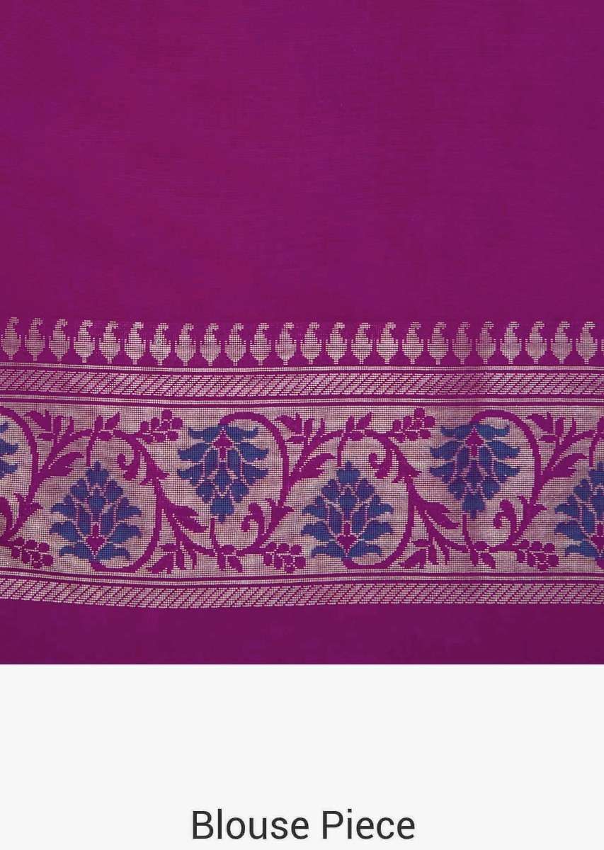 Rani pink saree in silk with weaved butti and brocade pallav only on Kalki