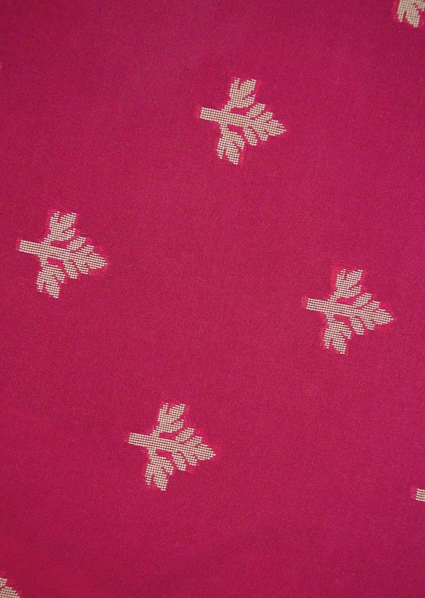 Rani pink saree in silk with weaved butti and brocade pallav only on Kalki