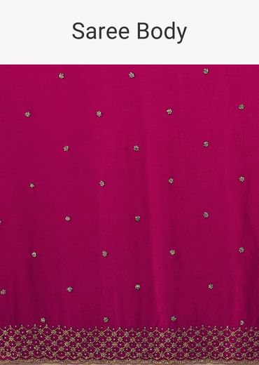 Rani Pink Saree In Stones And Cut Dana Embroidery