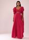 Rani Pink Stitched Drape Saree In Crepe With Tiki And Salli Work
