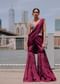 Raspberry Frill Saree With Embroidered Blouse