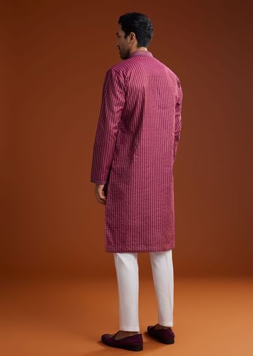 Red Banarasi Silk Kurta Pant Set