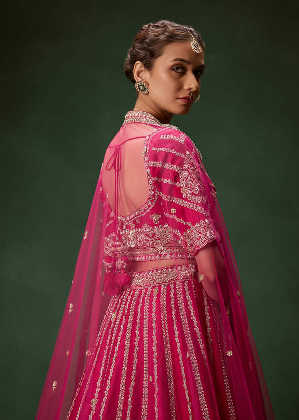 Red Bridal Lehenga Set With Heavy Zari Embroidery And Dual Dupattas