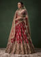 Red Bridal Sequin Silk Lehenga Set with  Two Dupattas