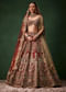 Red Bridal Sequins Silk Lehenga Set with  Two Dupattas