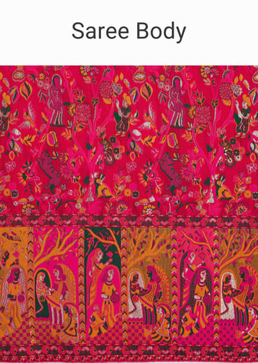 Red Dola Silk Saree With Traditional Weaves