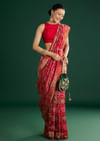 Red Dola Silk Saree With Woven Patola
