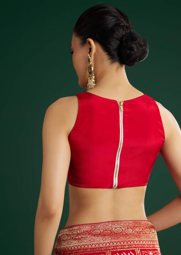 Red Dola Silk Saree With Woven Patola