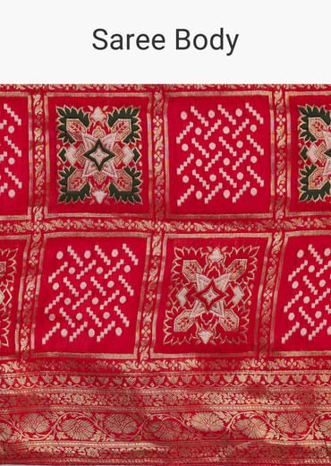 Red Dola Silk Saree With Woven Patola