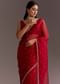 Red Glass Tissue Saree With Cutdana And Sequins Scallop Border