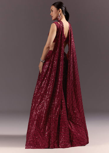 Red Lehenga Set With Embellished Dupatta And Tassels