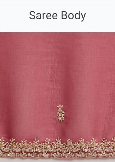 Red Organza Saree With Cutdana And Sequins Border